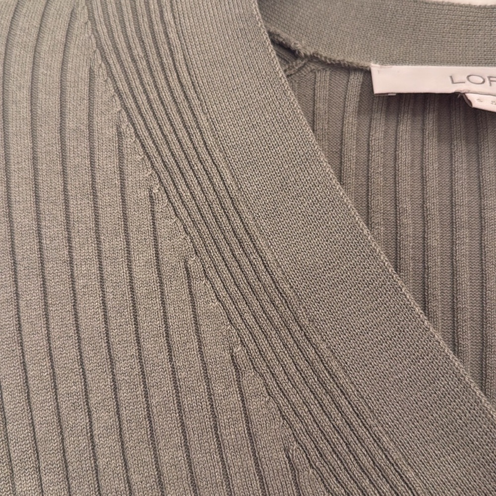 LOFT green ribbed long sleeve button up shirt - Picture 5 of 5